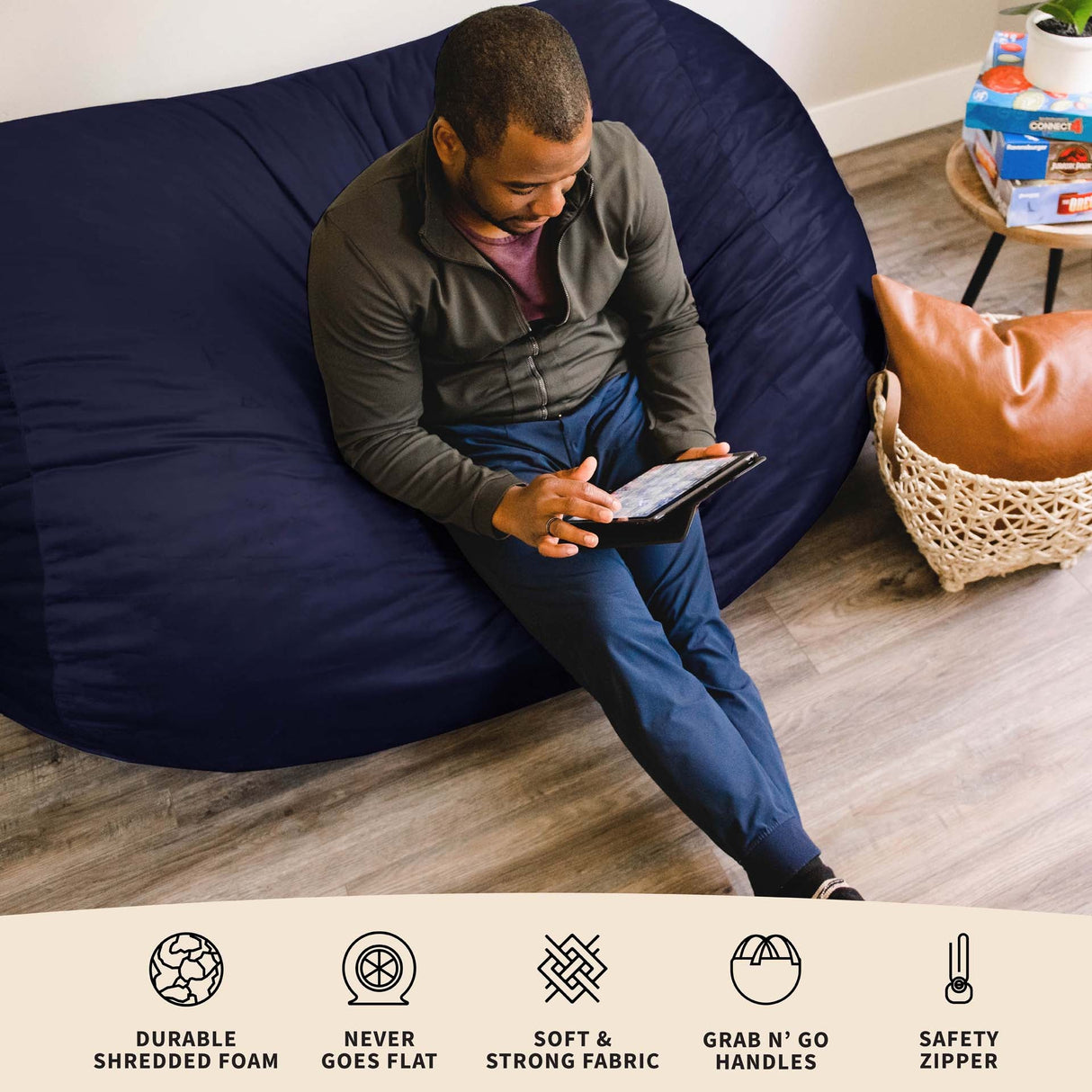 Fuf® 6Ft Foam Bean Bag Lounger