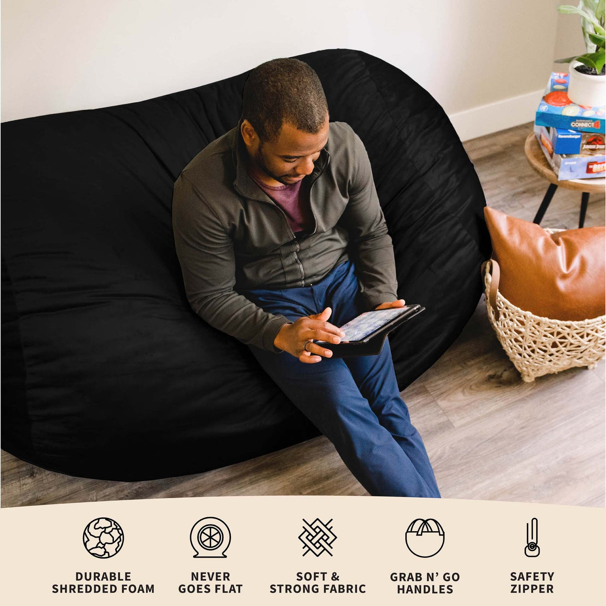 Fuf® 6Ft Foam Bean Bag Lounger