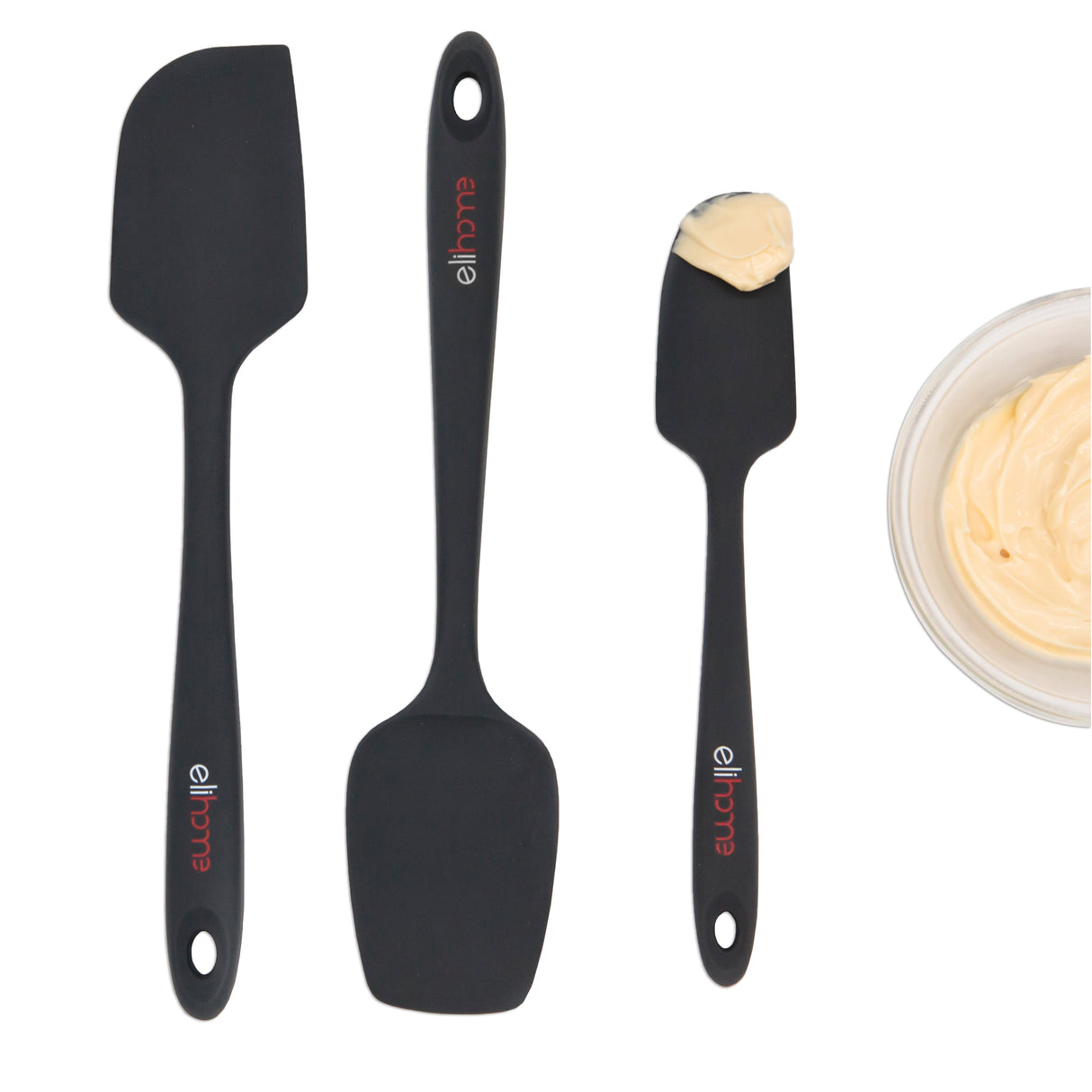 Elihome 3 Piece Silicone Spatula Set - Red