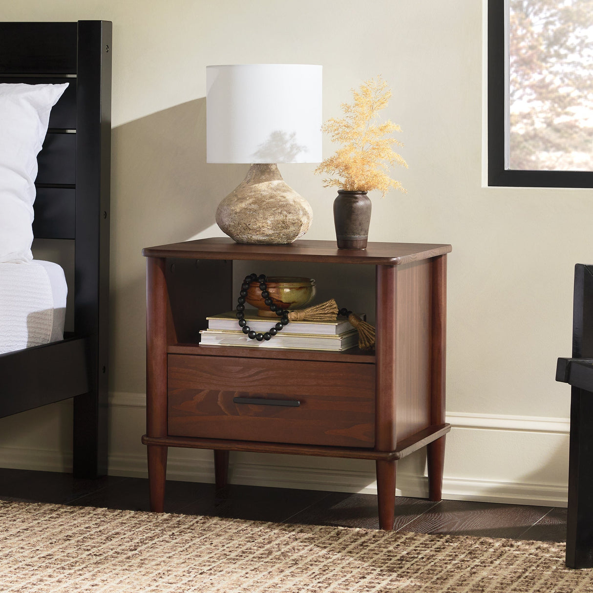 Walker Edison Spindle Transitional 1-Drawer Nightstand