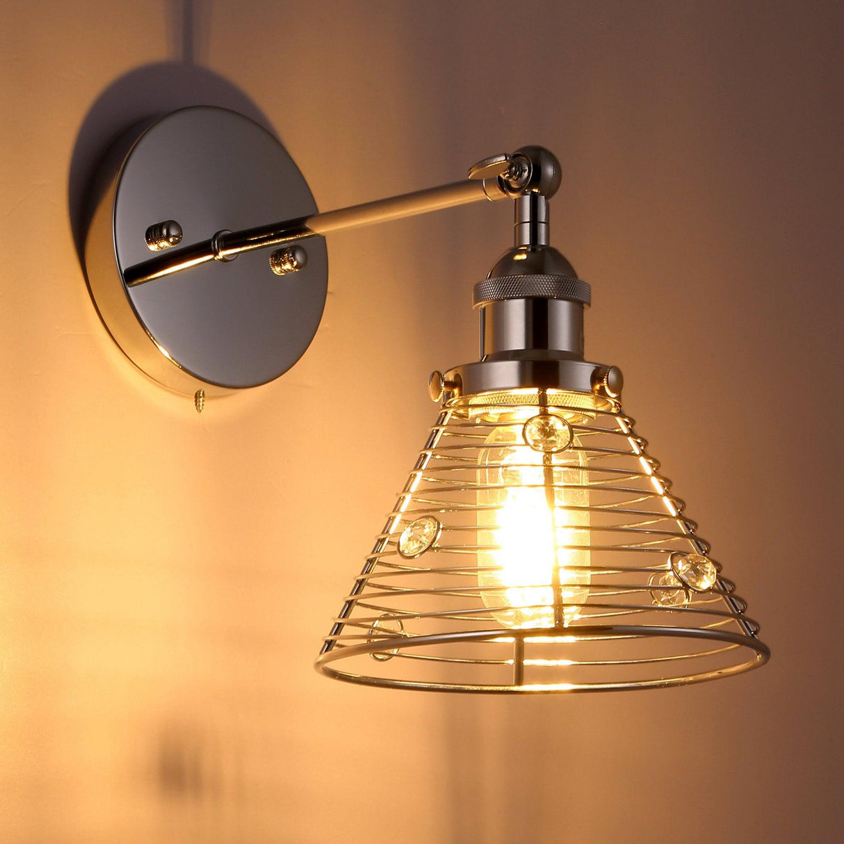 1-Light Modern Silver Wall Scone Light