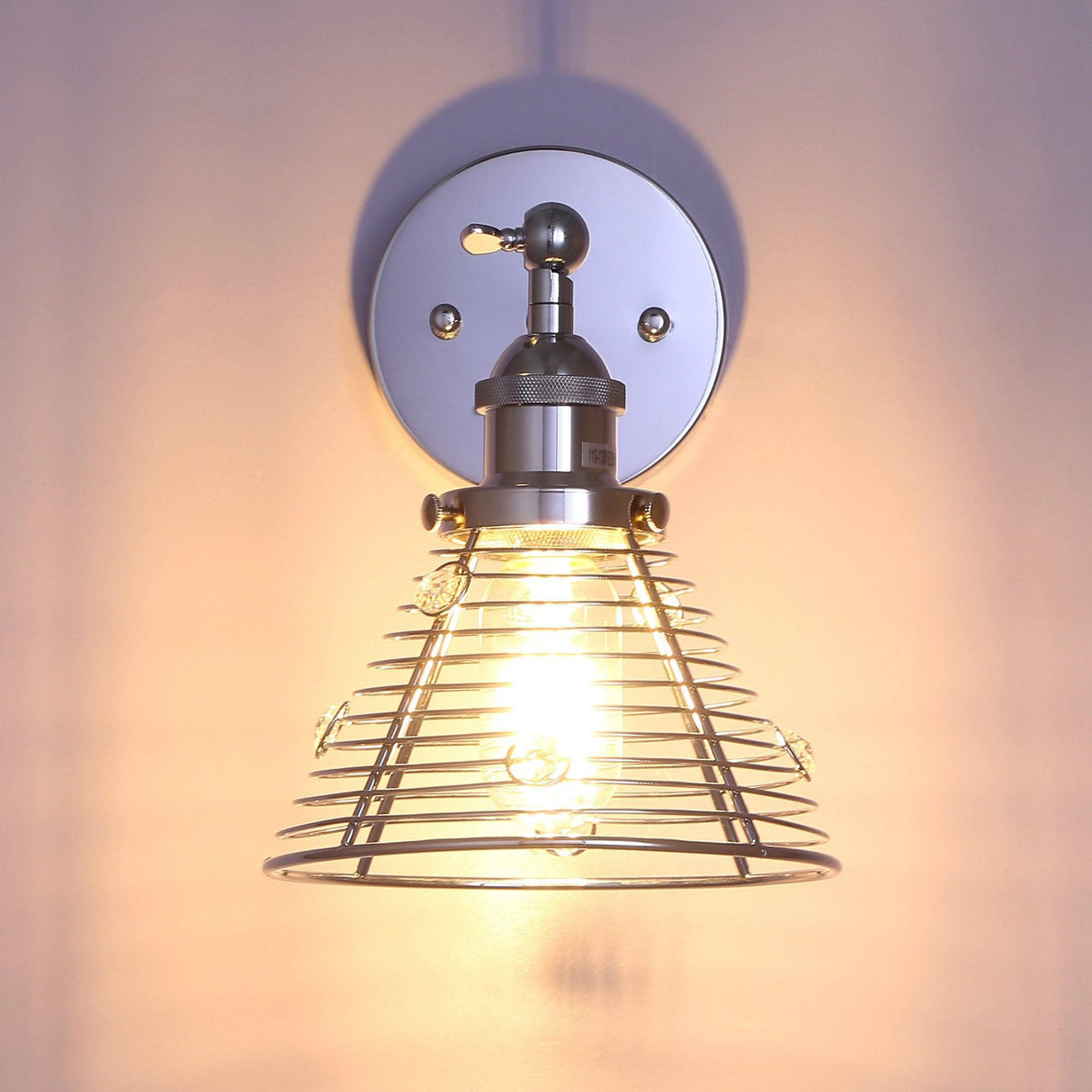 1-Light Modern Silver Wall Scone Light