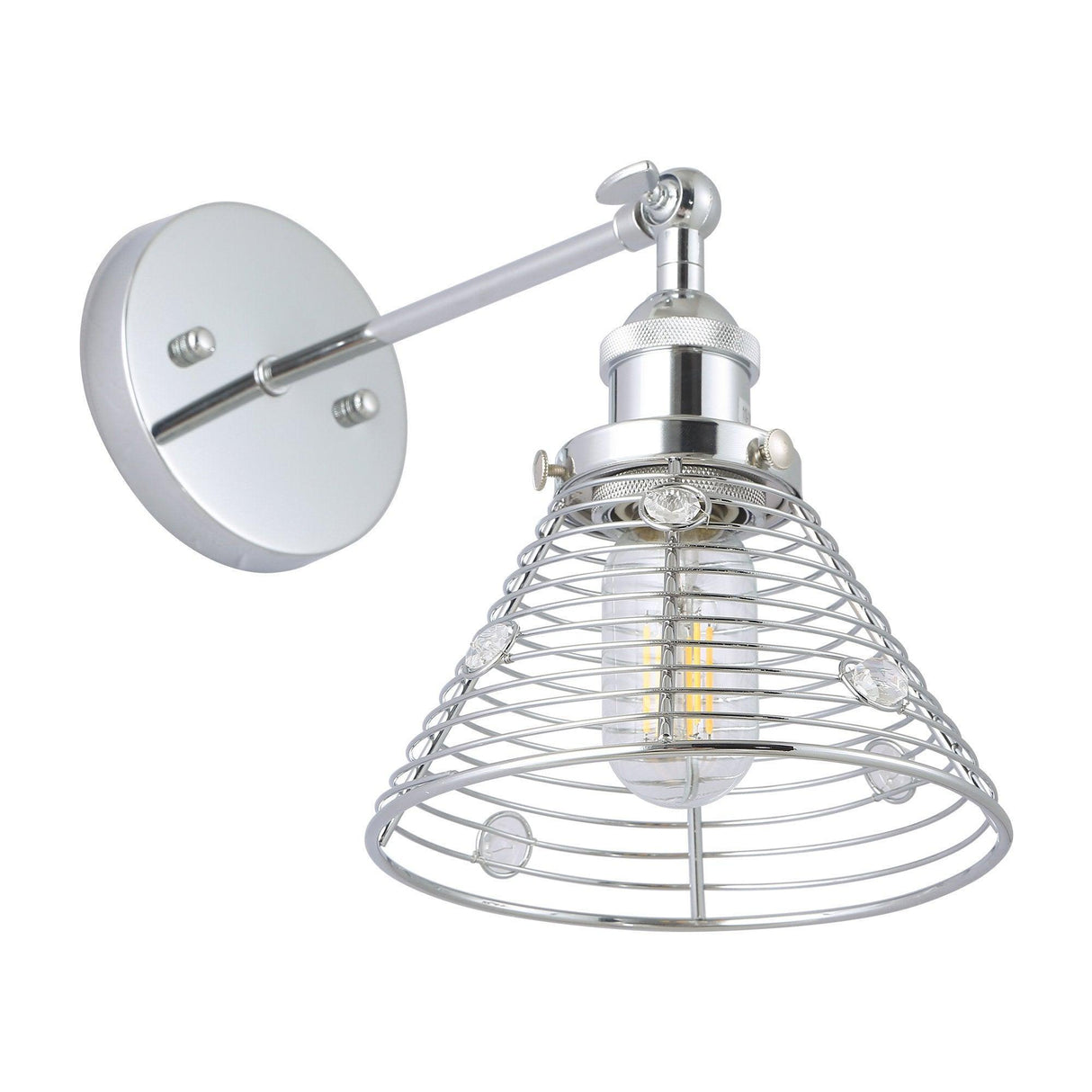 1-Light Modern Silver Wall Scone Light