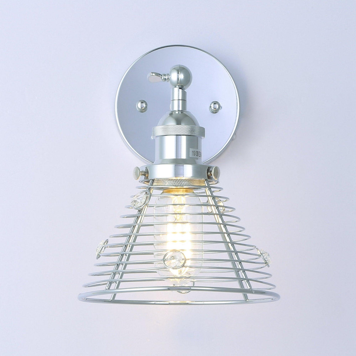 1-Light Modern Silver Wall Scone Light