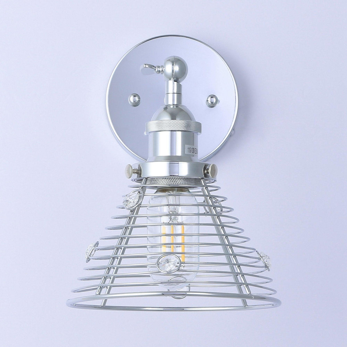 1-Light Modern Silver Wall Scone Light