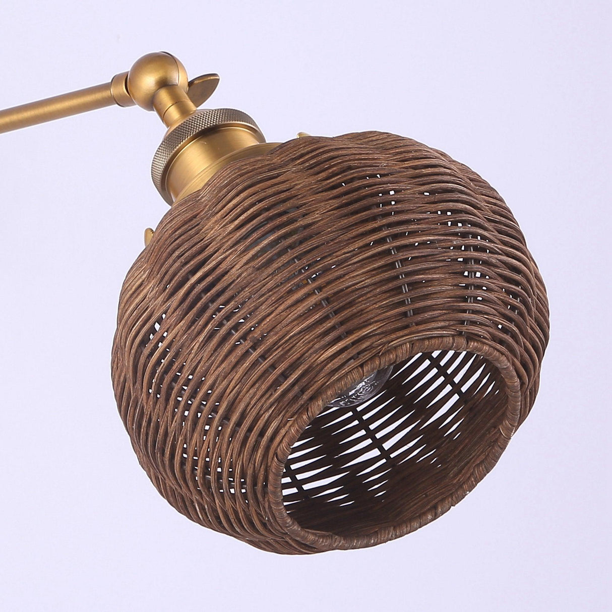 1-Light Traditional Rattan Golden Wall Sconce Light
