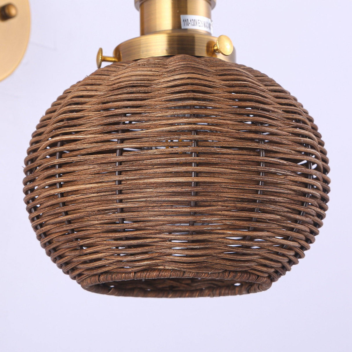 1-Light Traditional Rattan Golden Wall Sconce Light