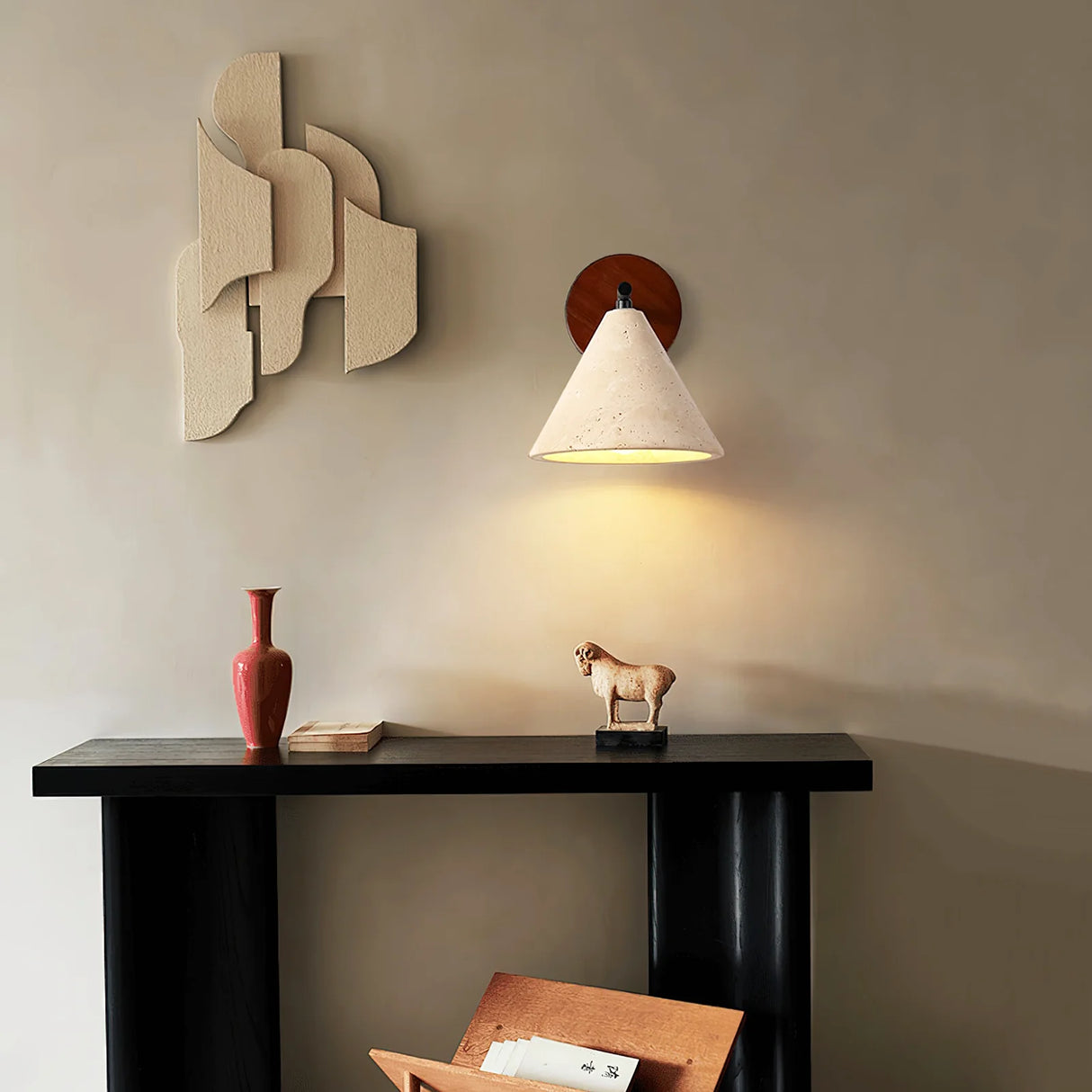 Conical Finley Travertine Wall Lamp