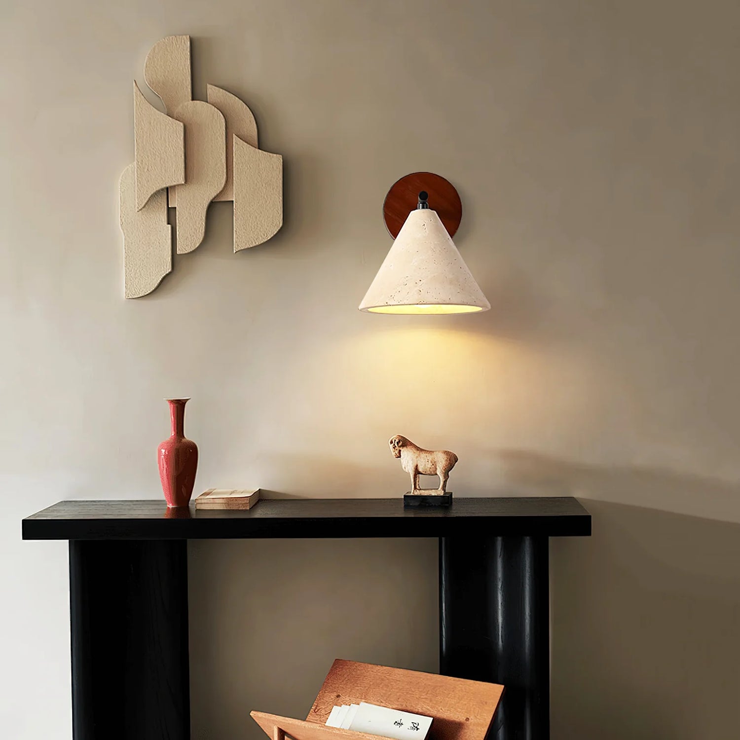 Conical Finley Travertine Wall Lamp