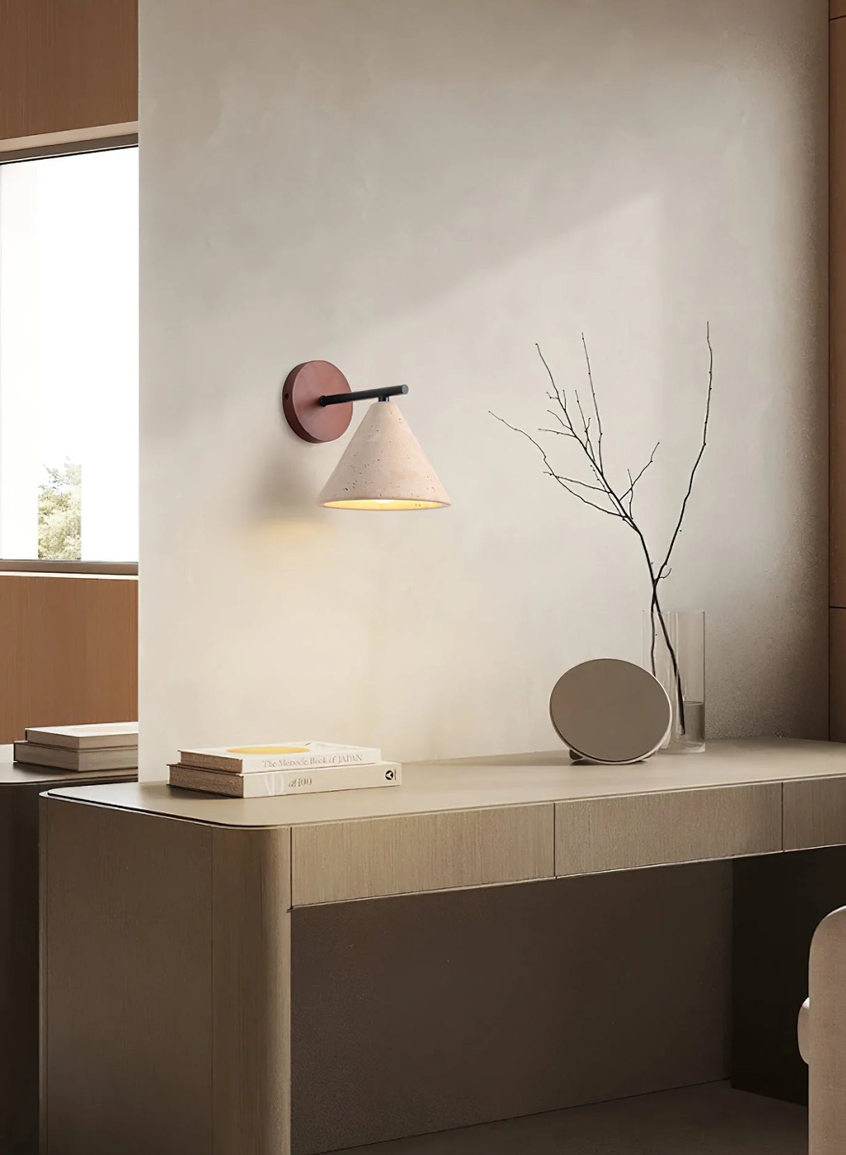 Conical Finley Travertine Wall Lamp