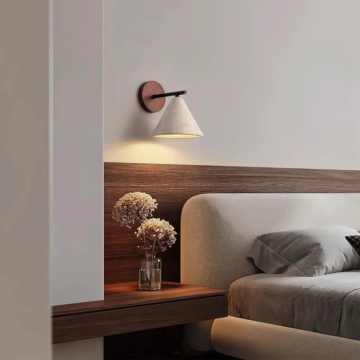 Conical Finley Travertine Wall Lamp