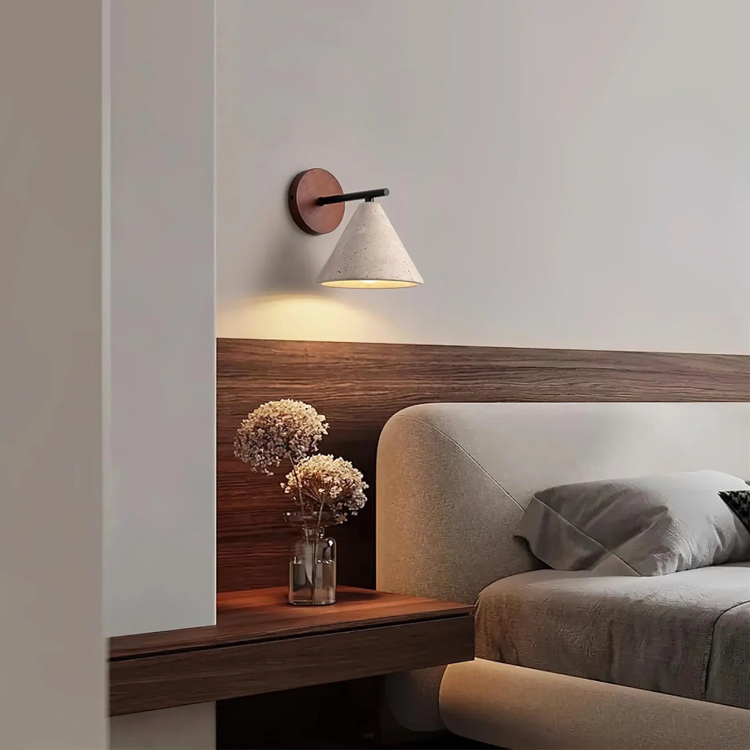 Conical Finley Travertine Wall Lamp