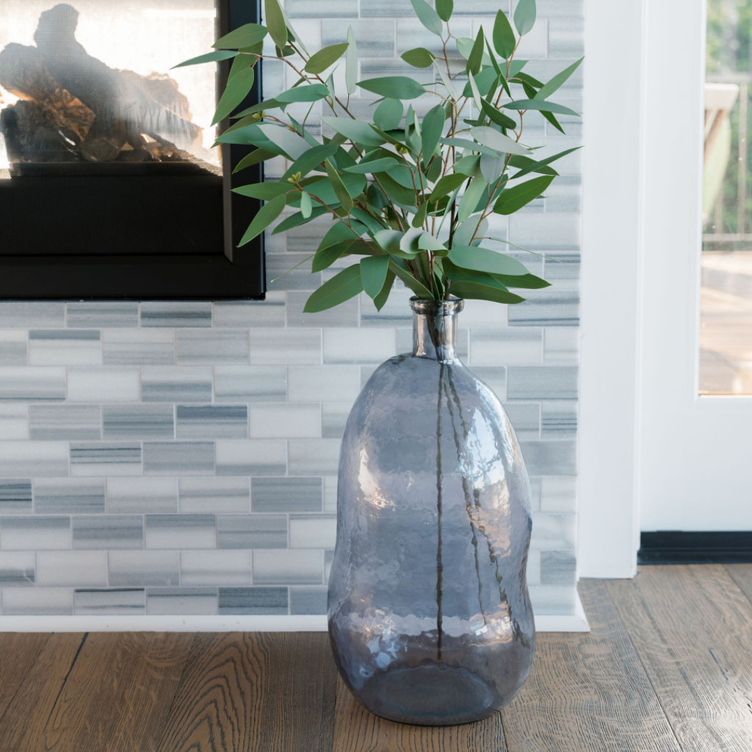 Hammered Glass Vase in Smoke