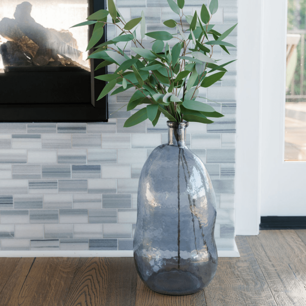 Hammered Glass Vase in Smoke