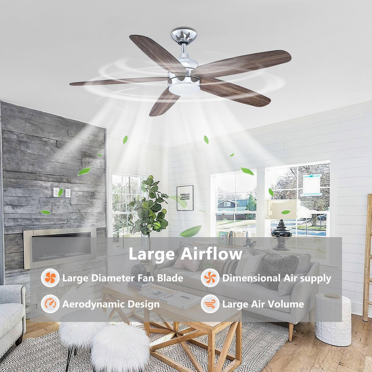 52" Dicken Farmhouse Downrod Mount Reversible Ceiling Fan with Lighting and Remote Control