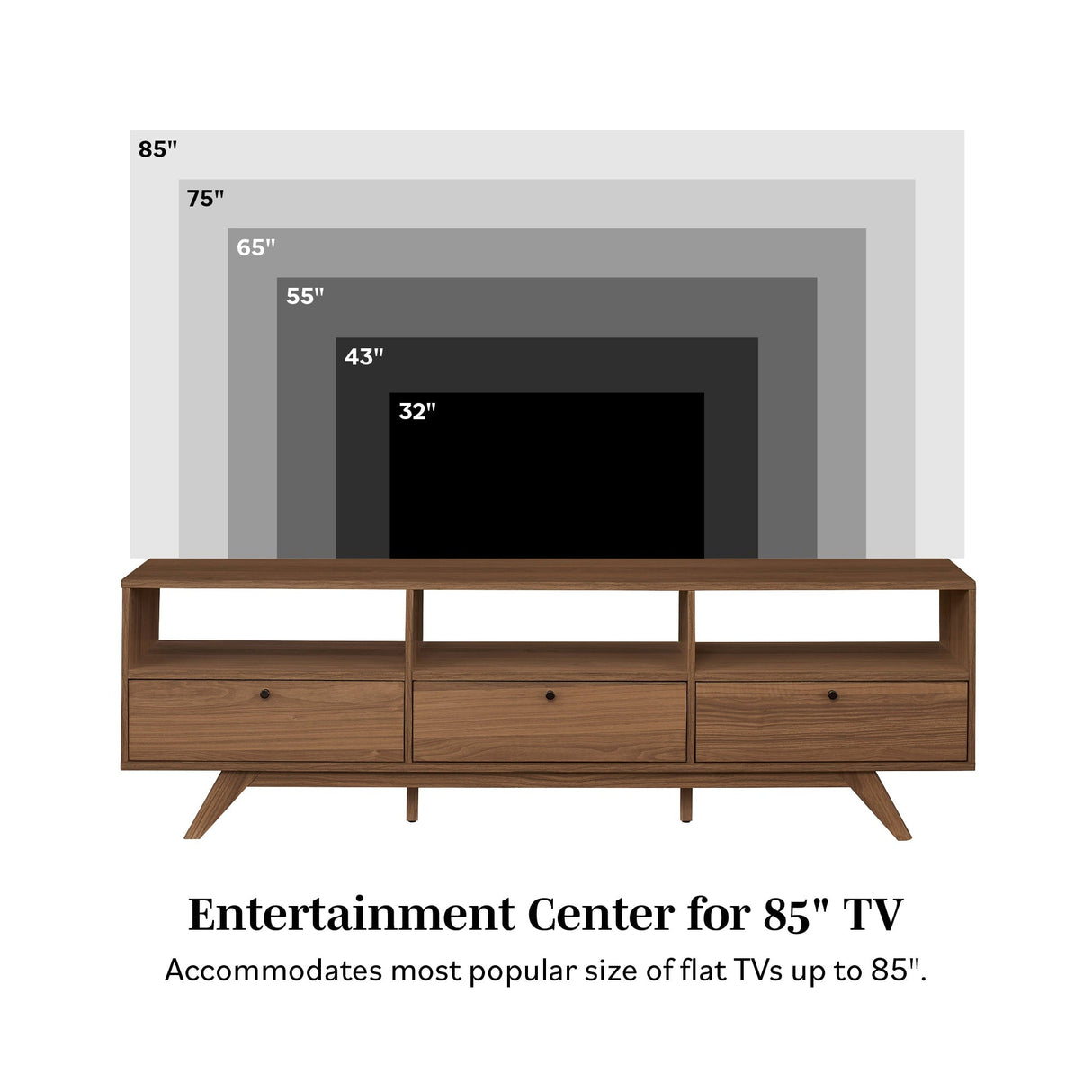 Mid-Century Kela Modern 3-Door TV Stand