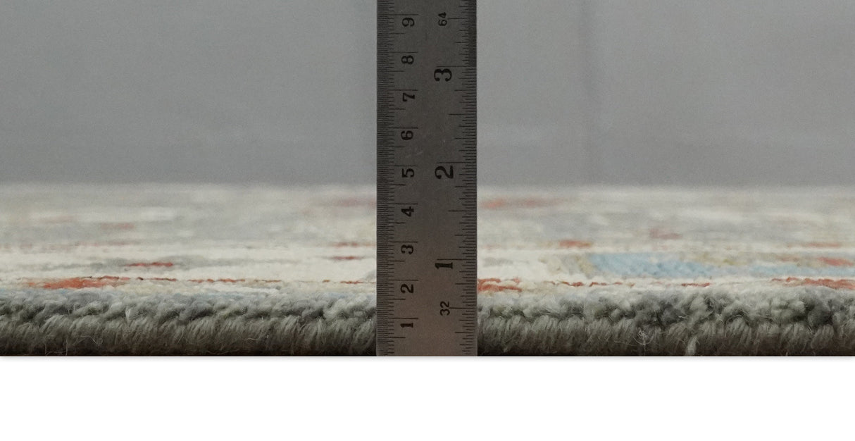 Hand Knotted Living Room Rug Charcoal, Red and Beige Traditional Vintage Style Custom Made Wool Area Rug