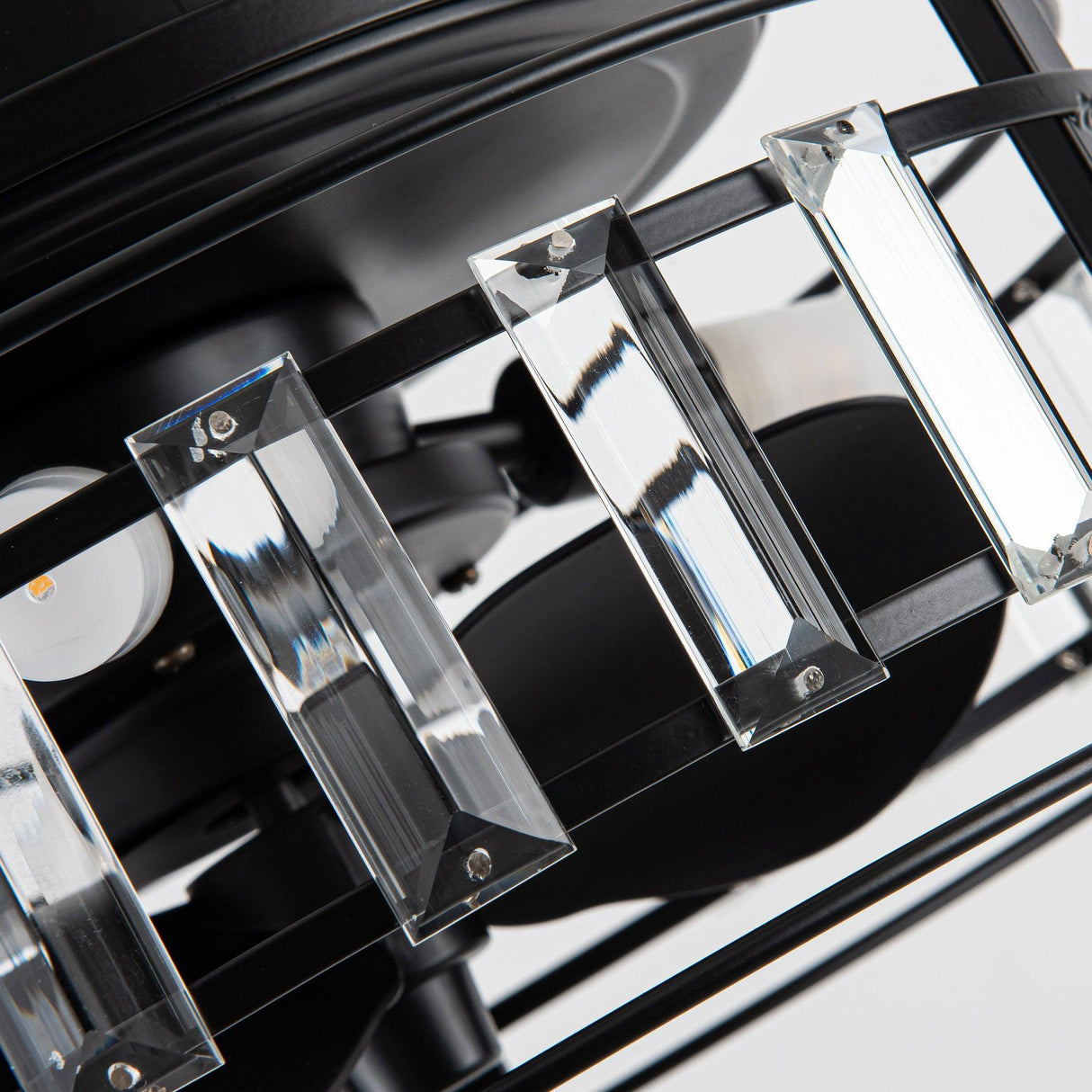 13" Modern DC Motor Flush Mount Reversible Crystal Ceiling Fan with Lighting and Remote Control