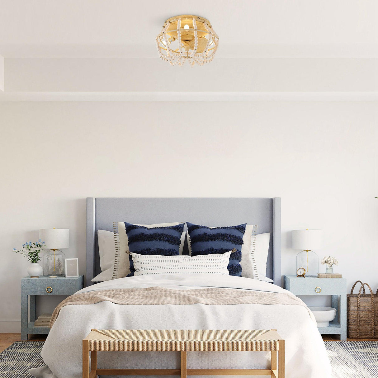 13" Farmhouse DC Motor Flush Mount Reversible Ceiling Fan with Lighting and Remote Control