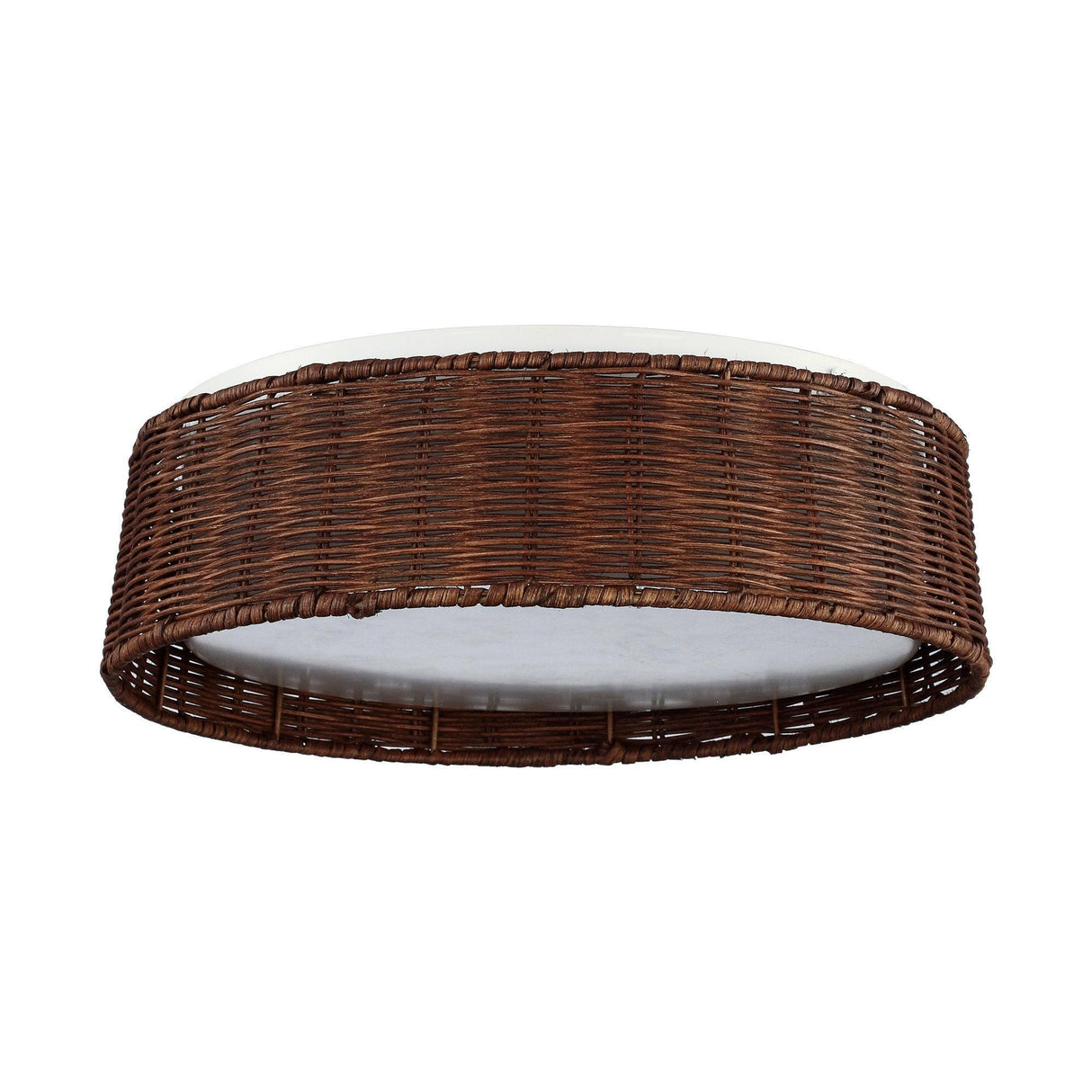 17" Traditional Brown Rattan Flush Mount Lighting with LED