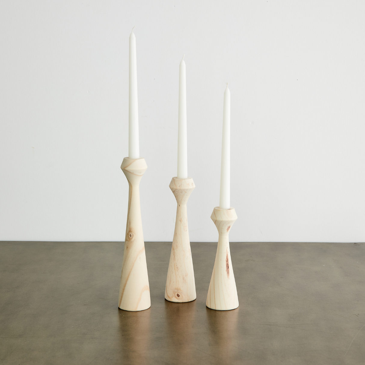 Tapered Diamond Wood Candle Holder