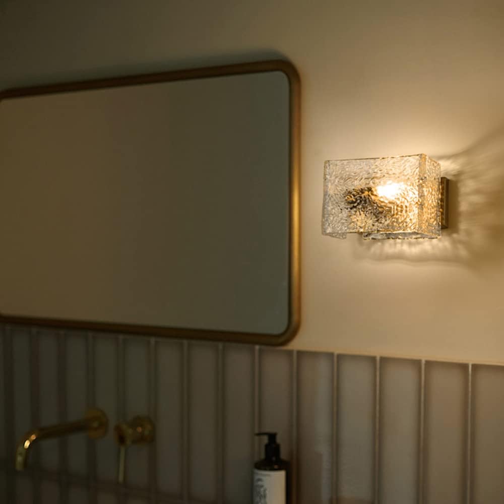 Water Pattern Glass Square Wall Sconce Lamp