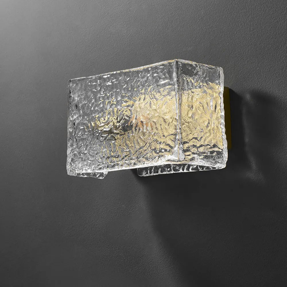 Water Pattern Glass Square Wall Sconce Lamp