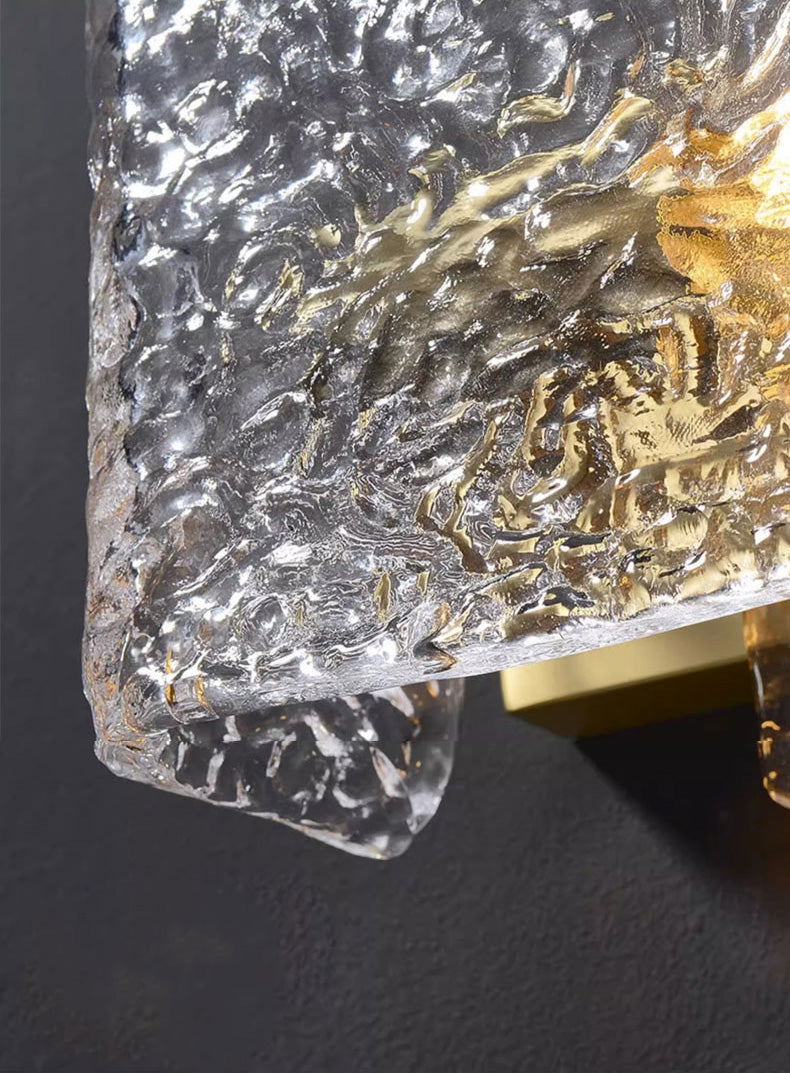 Water Pattern Glass Square Wall Sconce Lamp