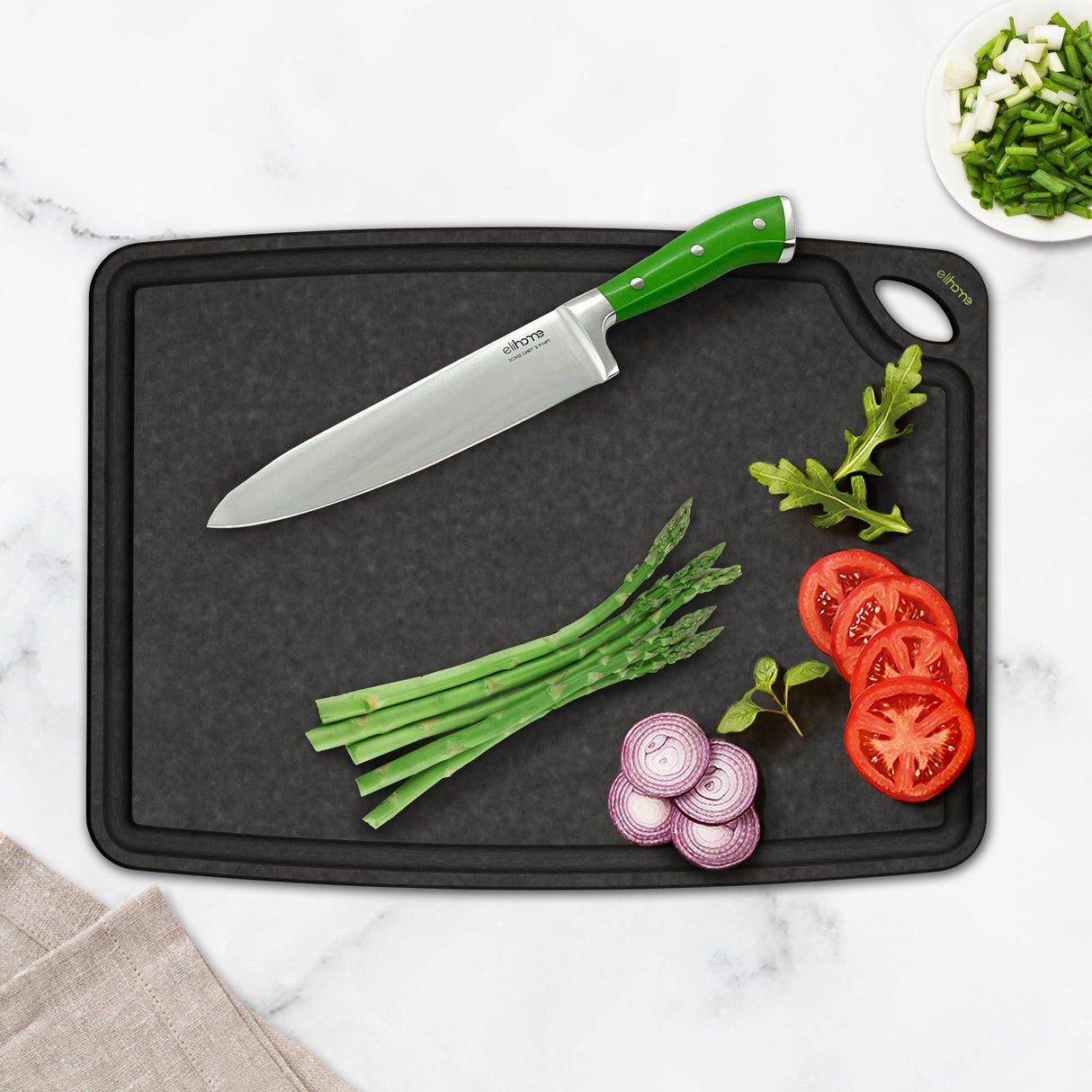 Classic Series 2-In-1 Set Cutting Board- 10 x 13 x 1/4 - Medium- (Black + Natural)