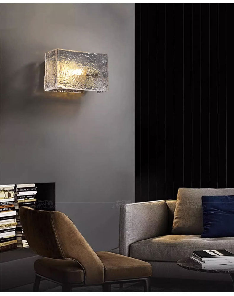 Water Pattern Glass Square Wall Sconce Lamp