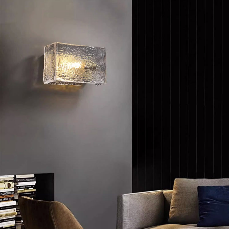 Water Pattern Glass Square Wall Sconce Lamp