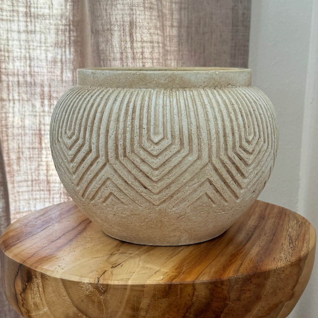 Linden Concrete Vessel, 8"D X 6"H