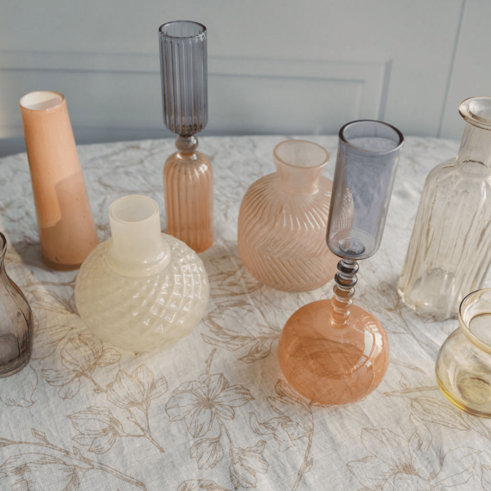 Etched Borosilicate Glass Bud Vases in Smoke