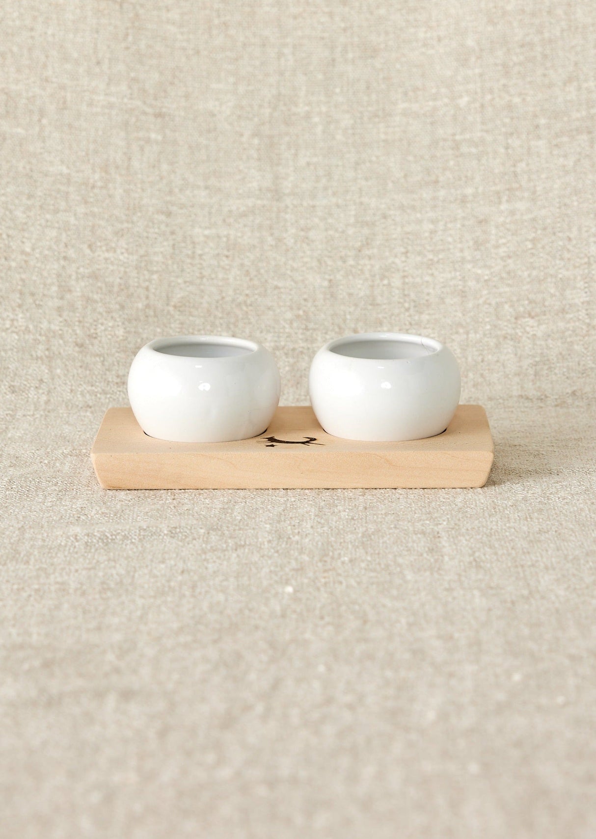Dipping & Spice Wooden and Ceramic Bowl Pair