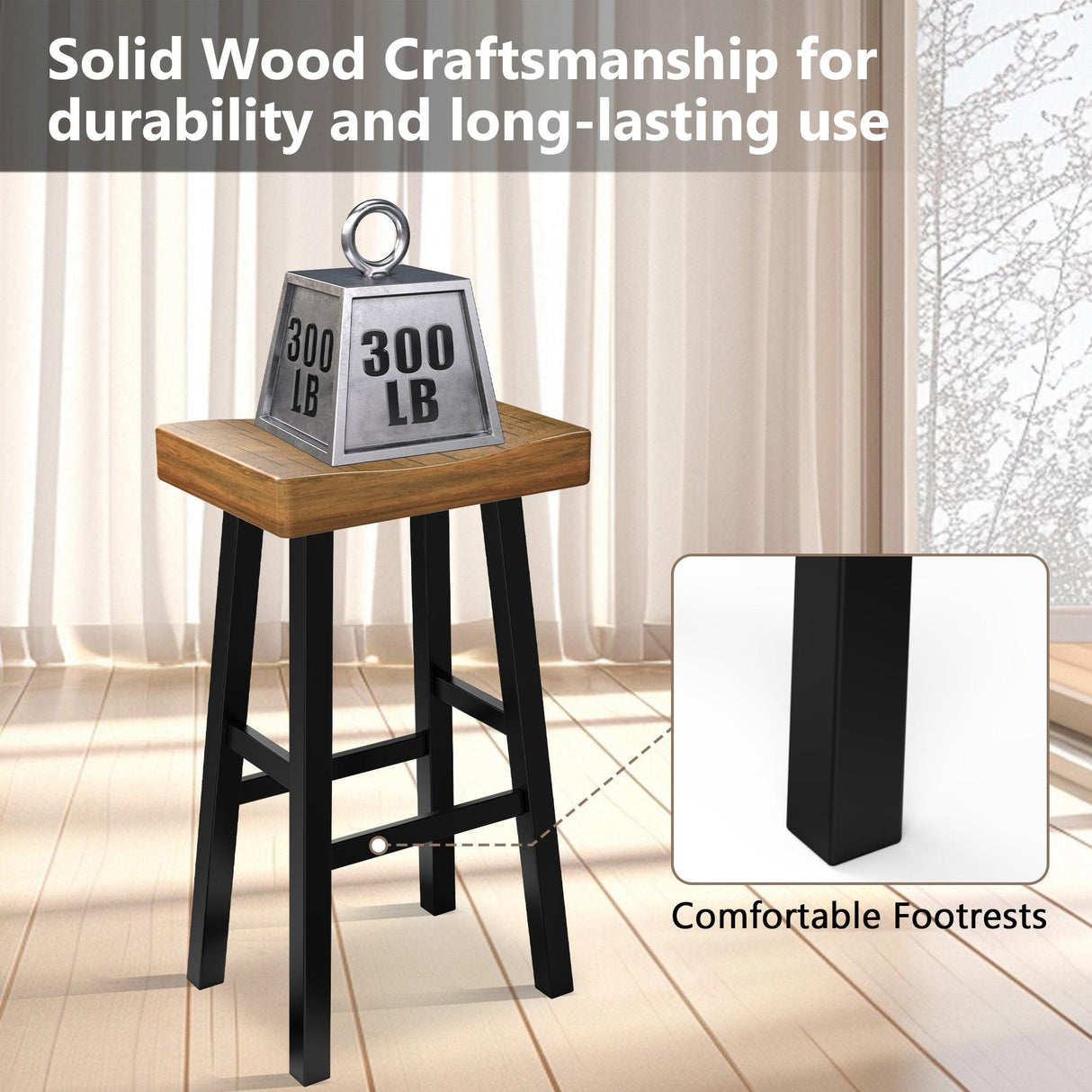 Farmhouse Kitchen With OAK Bar Stools Set of 2