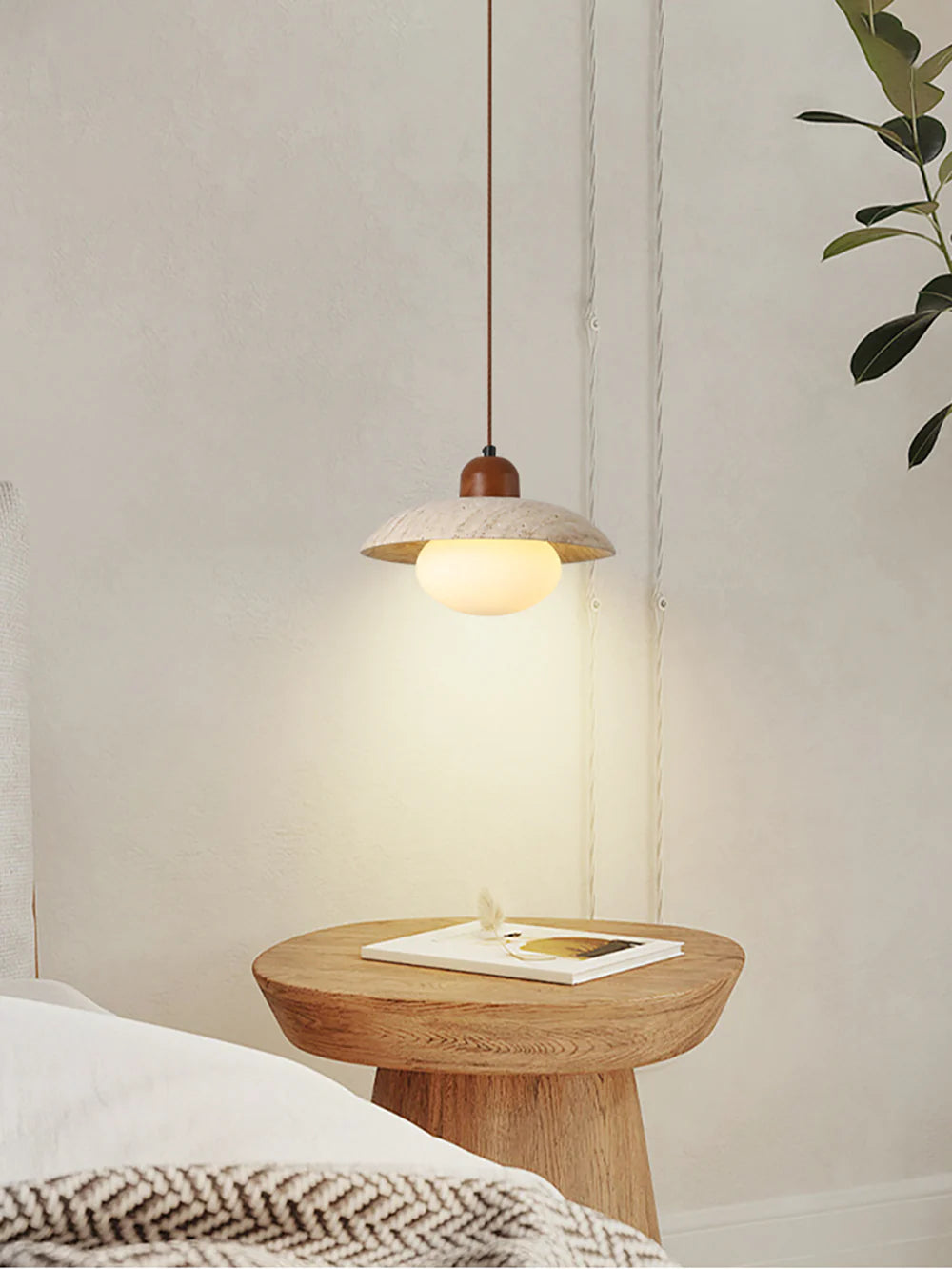 Travertine Glass Noah Disc Pendant Lamp
