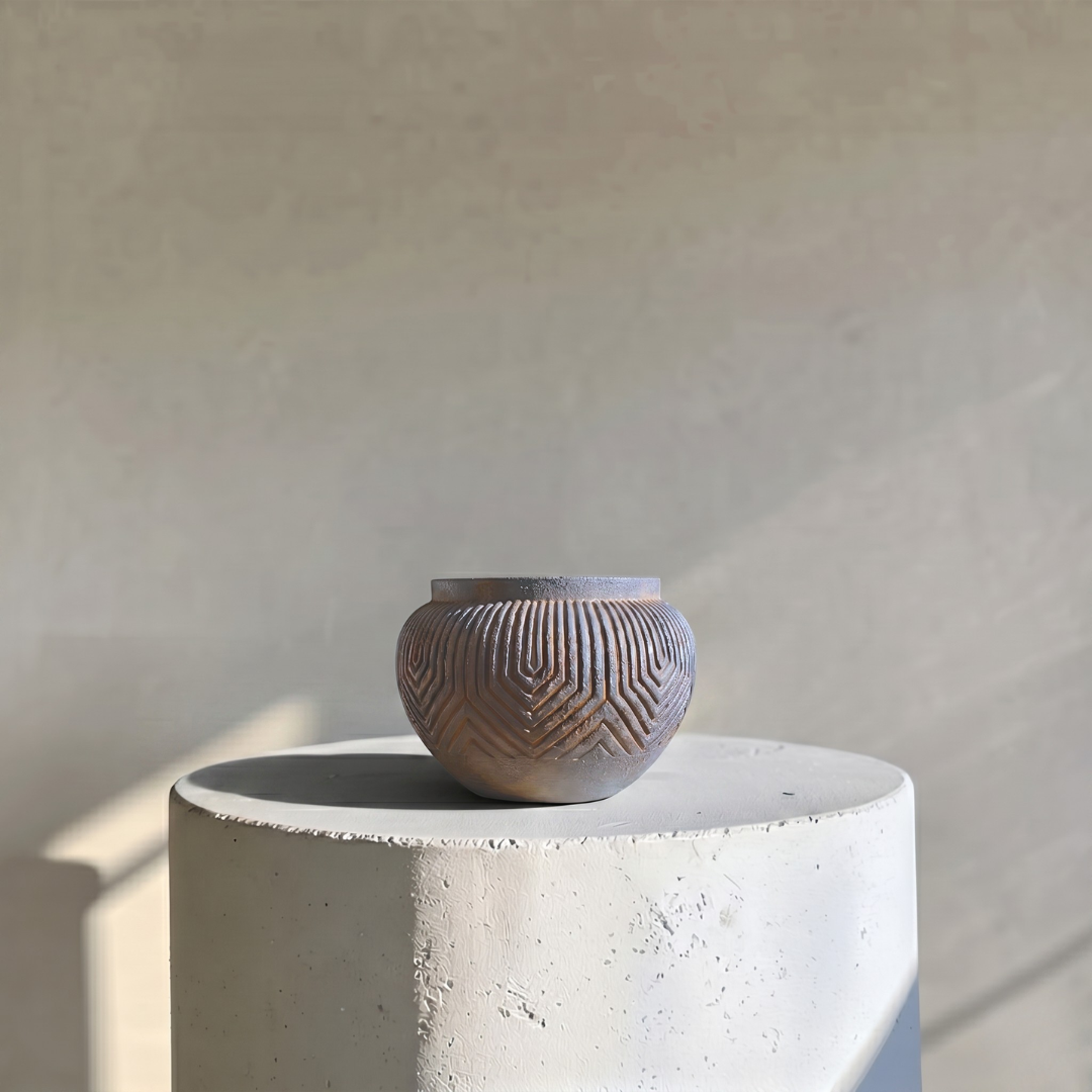 Linden Concrete Vessel, 8"D X 6"H