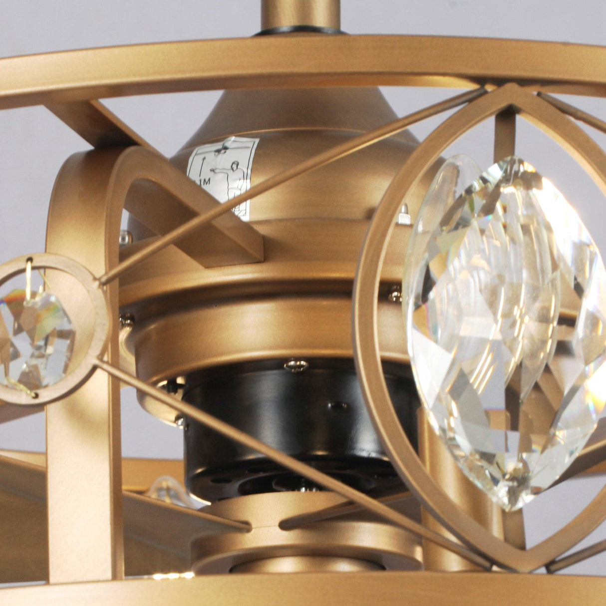 22" Kashmir Modern Glod Reversible Crystal Fandelier Ceiling Fan with Lighting and Remote Control