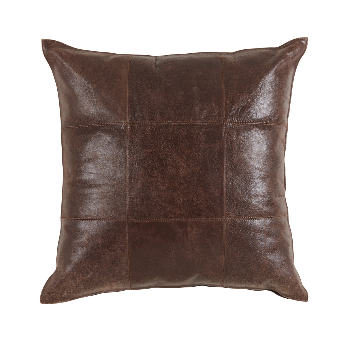 Divya Dark Brown Leather Pillow 22" x 22"