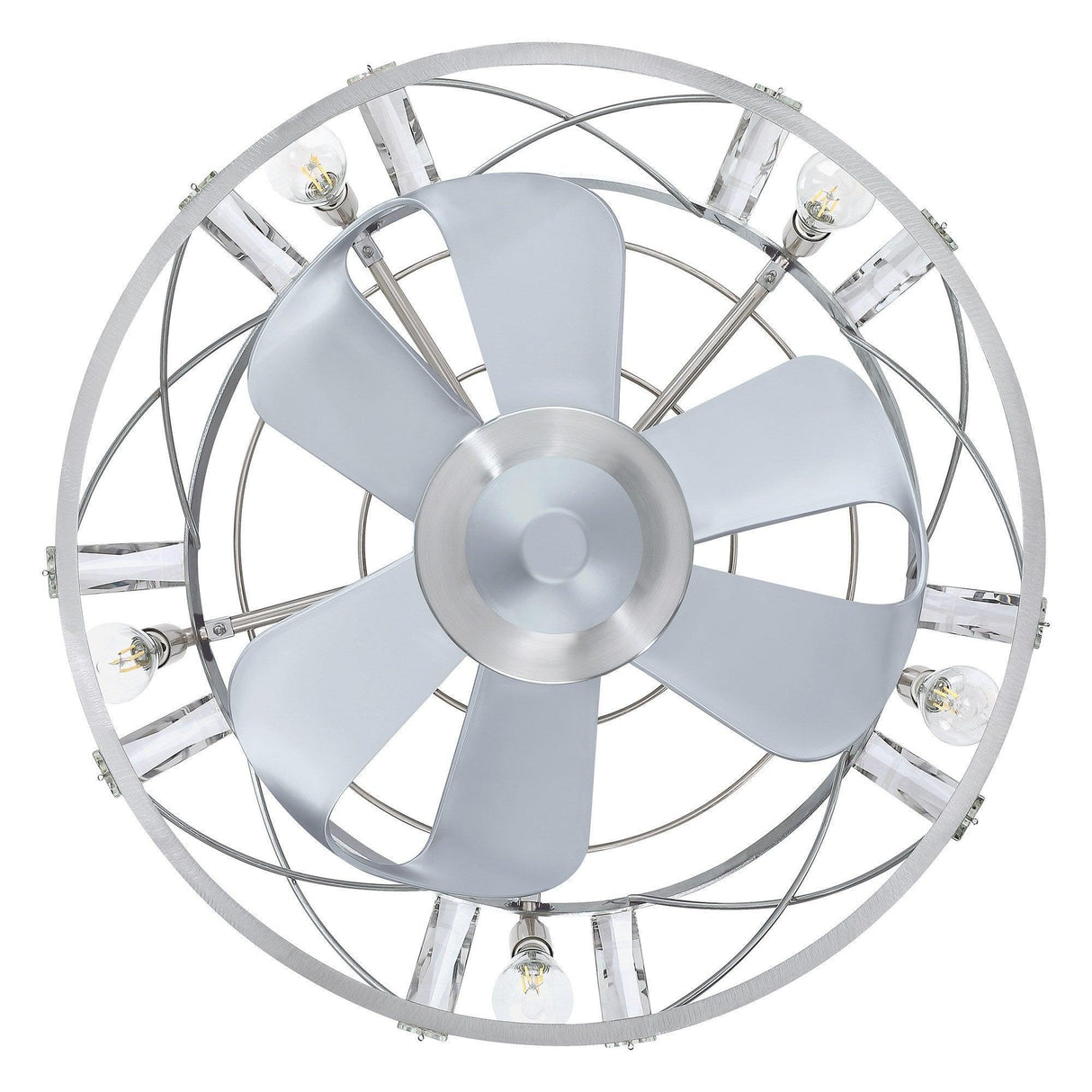 23" Modern Satin Nickel DC Motor Downrod Mount Reversible Fandelier Ceiling Fan with Lighting and Remote Control