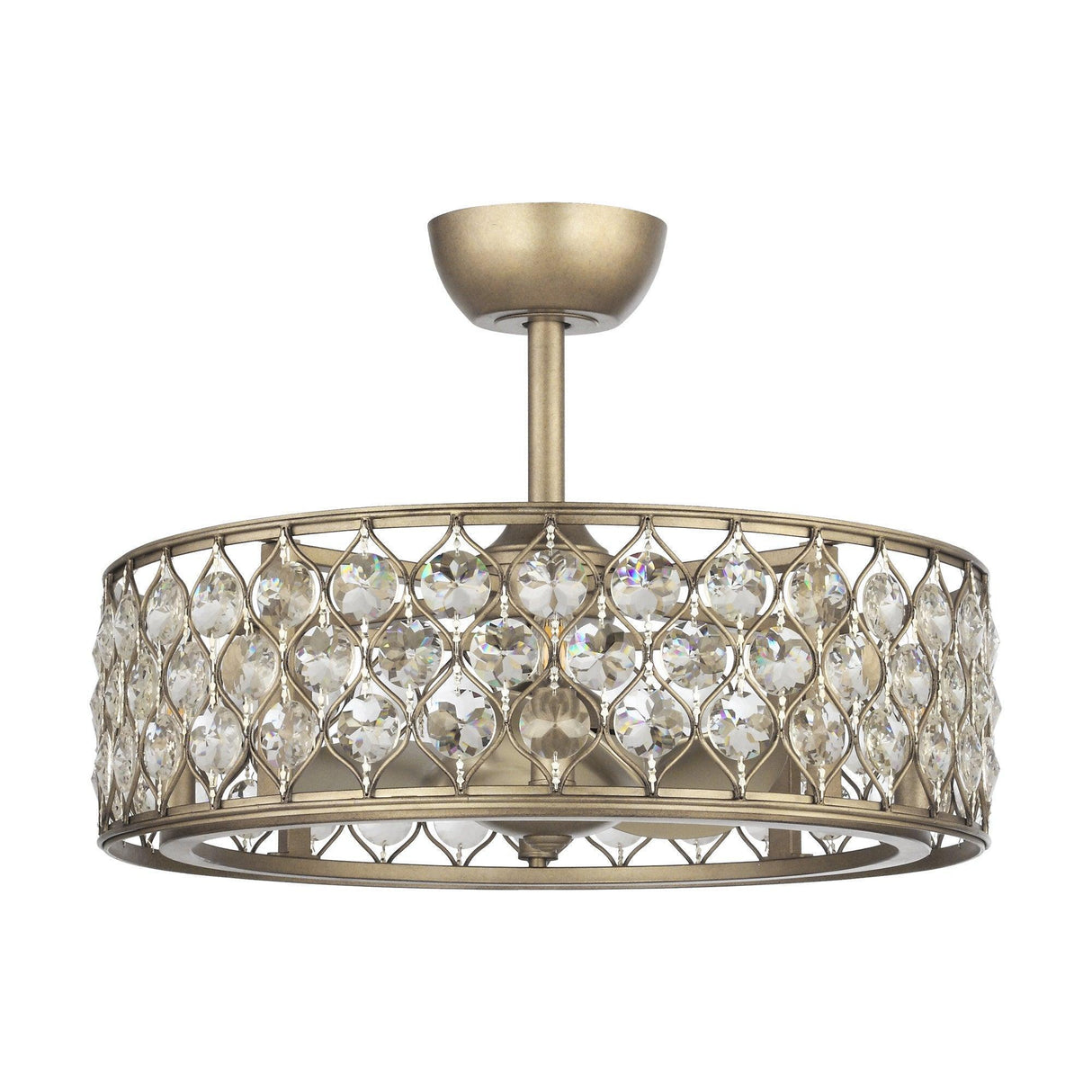 25" Modern Downrod Mount Crystal Fandelier with Lighting and Remote Control