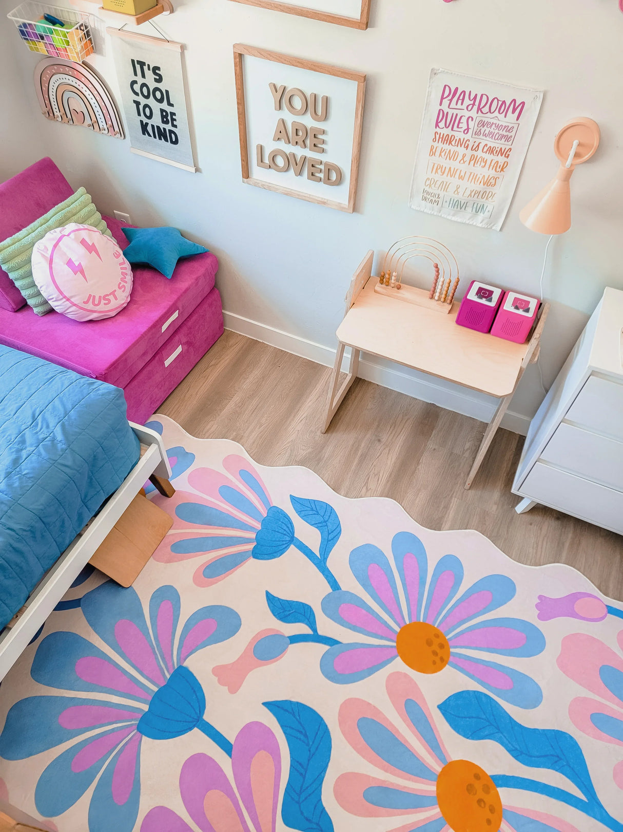 Lavender Base Purple Floral Wavy Rug by Jessica Miller