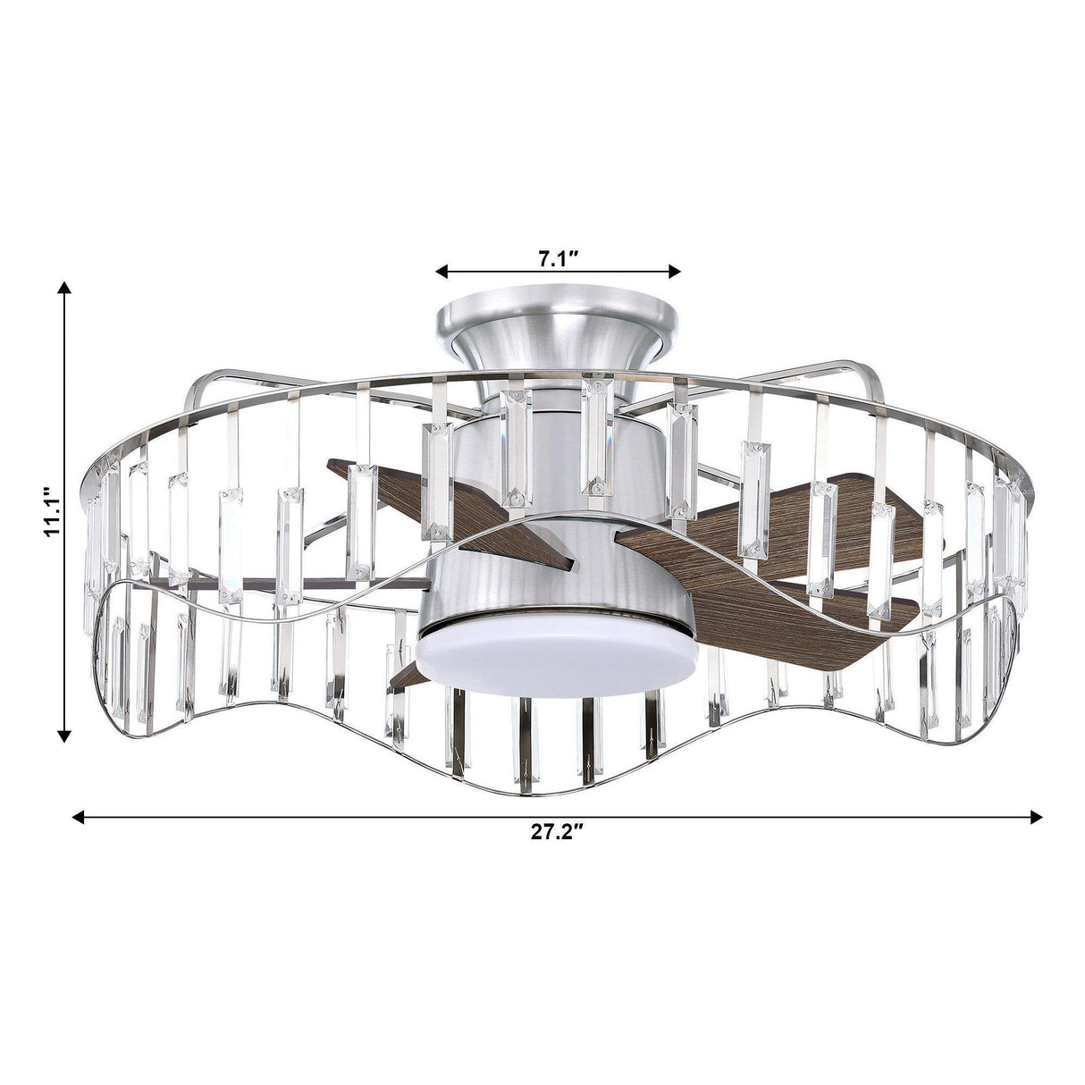27" Modern Brush Nickel Flush Mount Reversible Ceiling Fan with Lighting and Remote Control