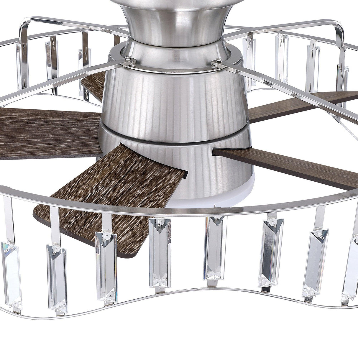 27" Modern Brush Nickel Flush Mount Reversible Ceiling Fan with Lighting and Remote Control