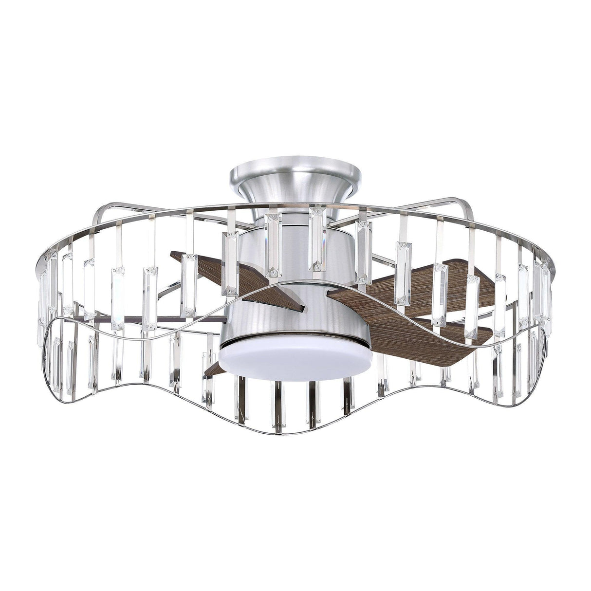 27" Modern Brush Nickel Flush Mount Reversible Ceiling Fan with Lighting and Remote Control