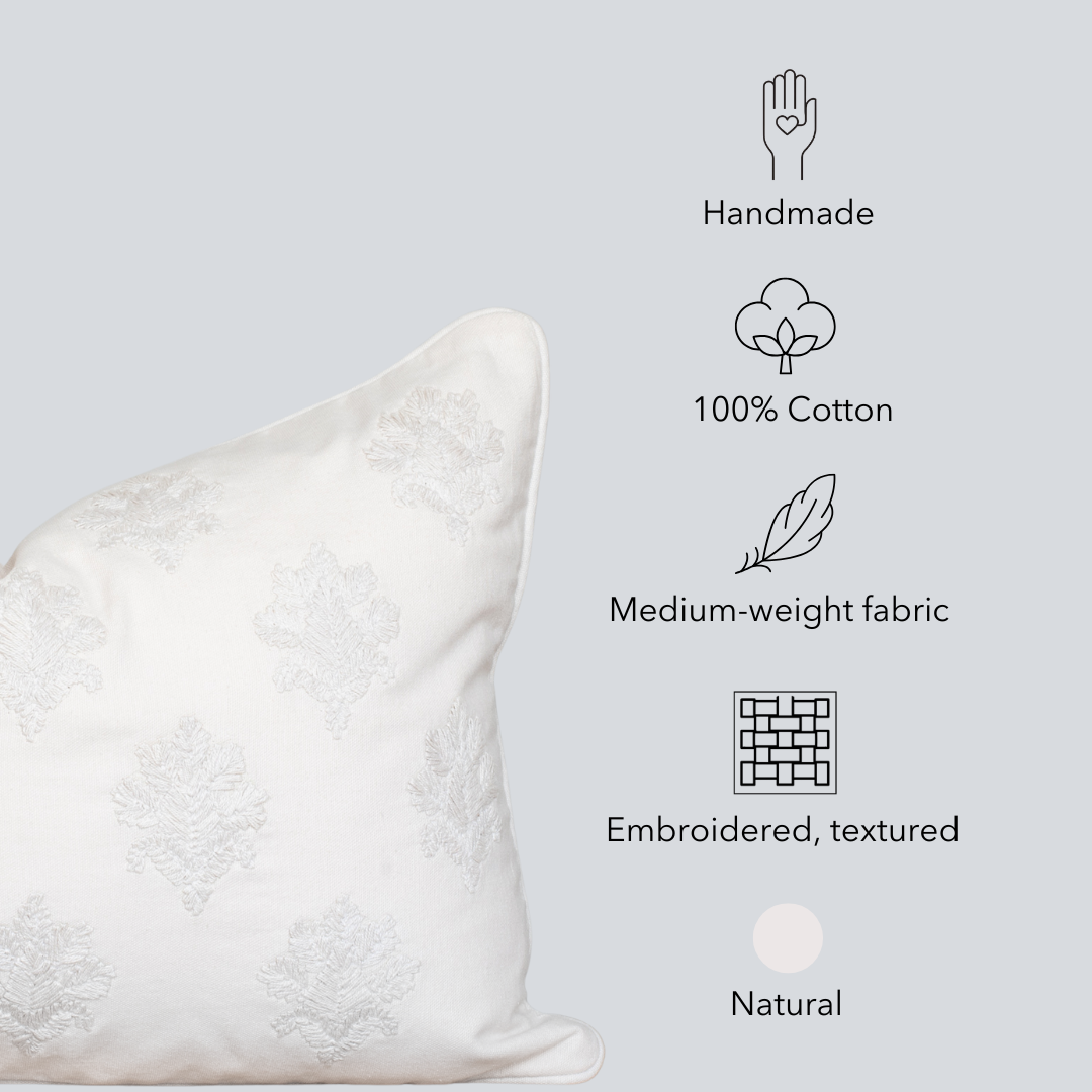 Arden Embroidered Pillow Cover | Natural | Lumbar