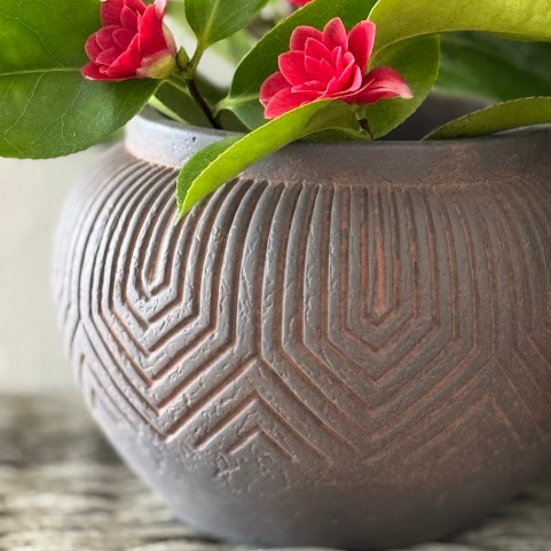 Linden Concrete Vessel in Rustic Umber, 8"D X 6"H