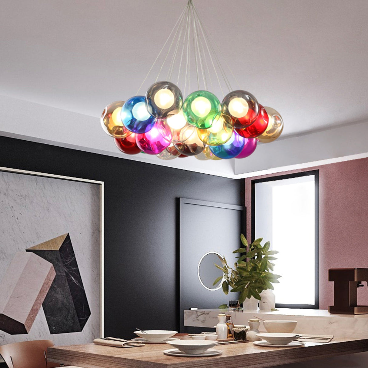 28 Multiple Colour Chandelier - Cluster