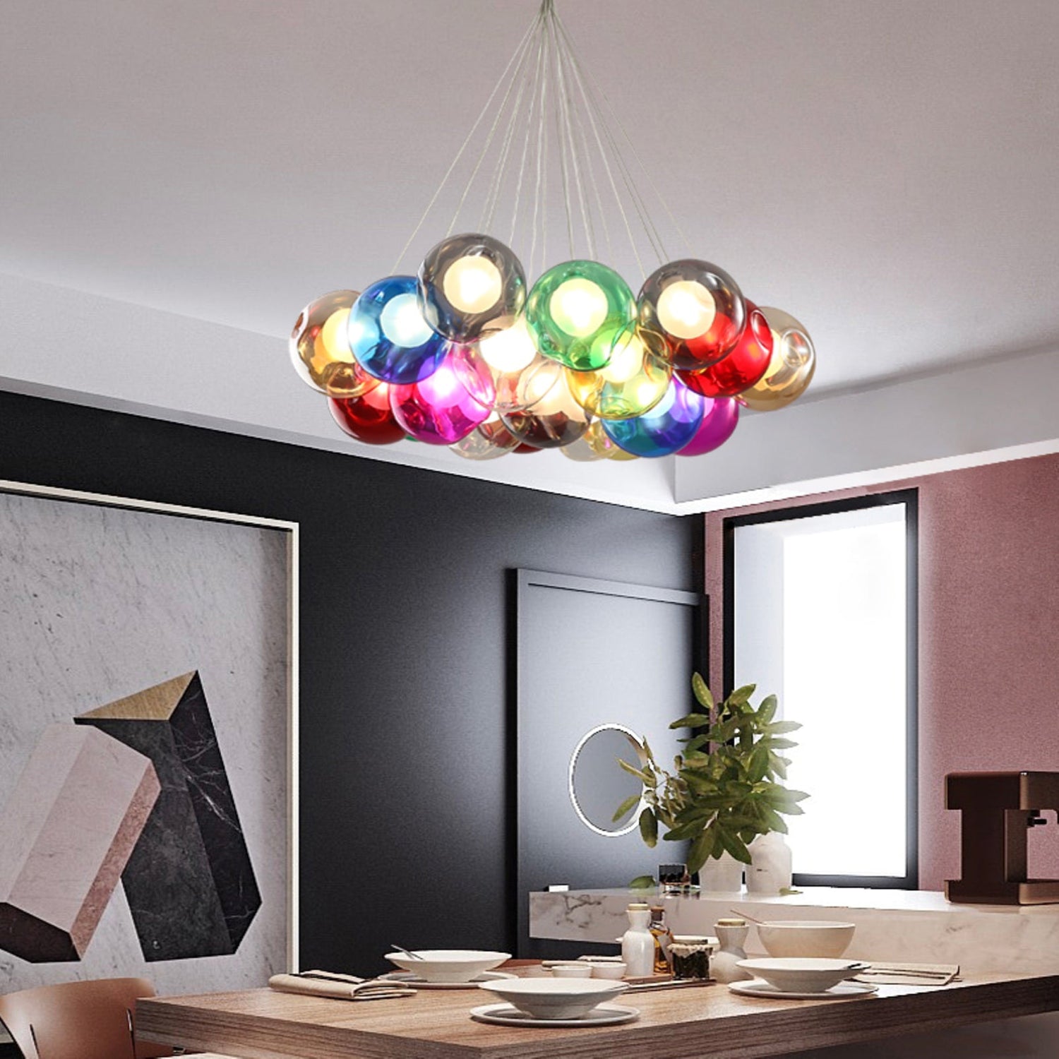 28 Multiple Colour Chandelier - Cluster
