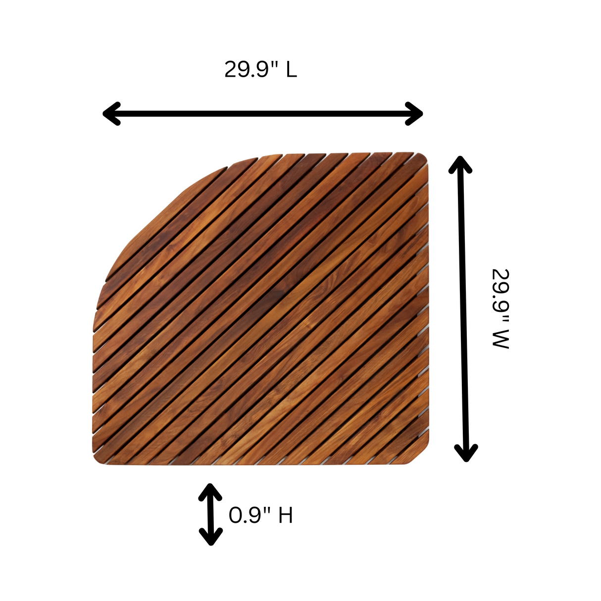 Airstream Oiled Teak Shower and Bath Mat with Rounded Edge 30″ x 30″
